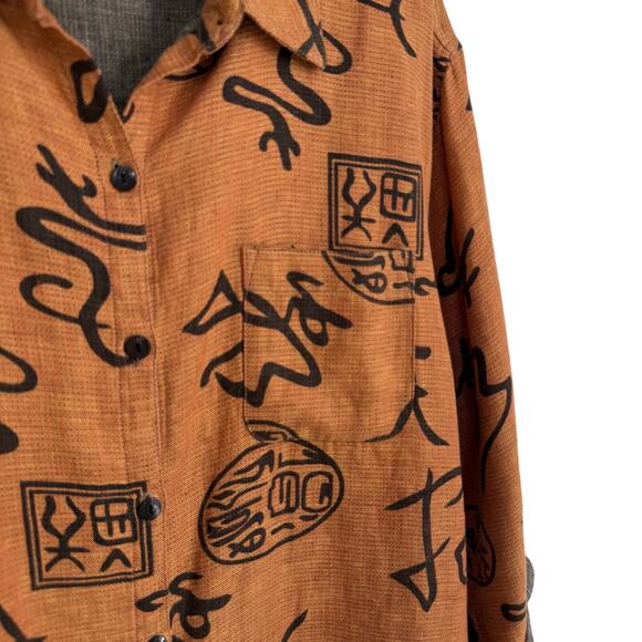 Chicos Sz Large 2 100% LINEN Asian Japanese Wearable Art Blouse Shirt Top - Picture 4 of 7